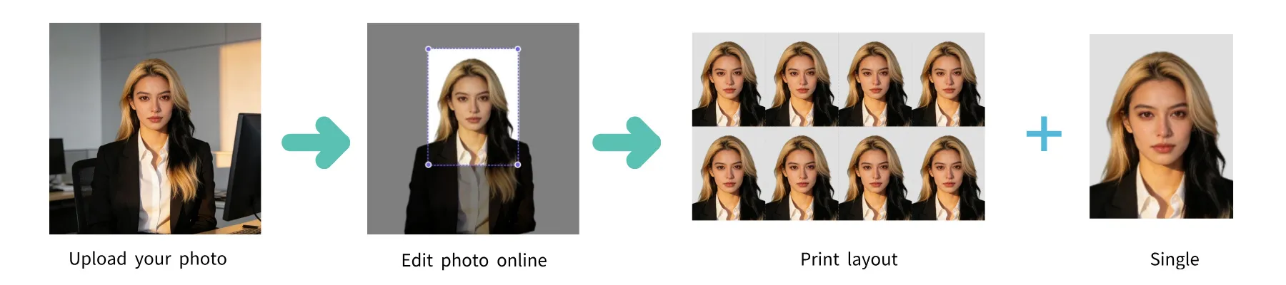 How to make a Germany Passport photo online - upload, AI crop, download (grey background)