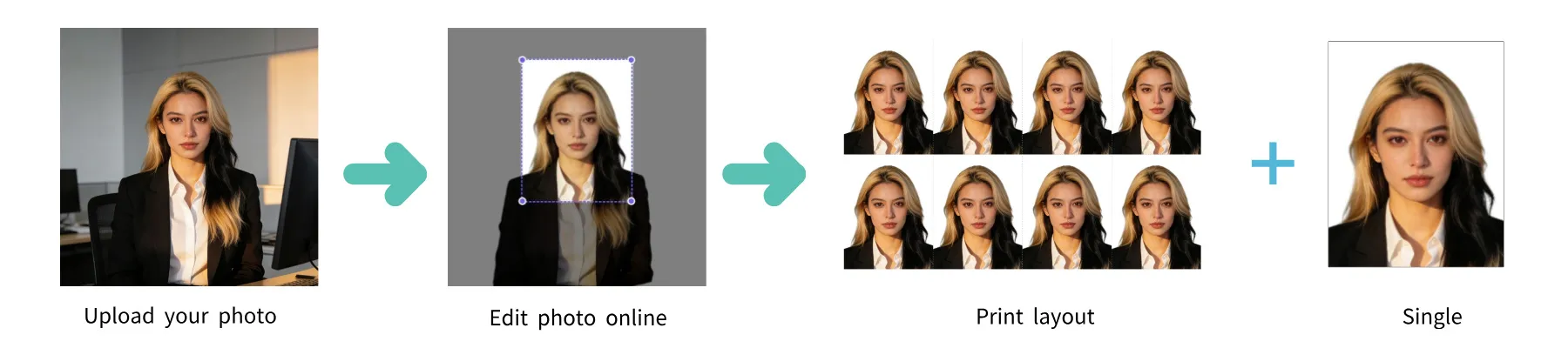 How to make a Bangladesh E-Visa photo online - upload, AI crop, download (white background)