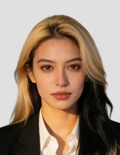Germany Passport photo example (35×45 mm, grey background)